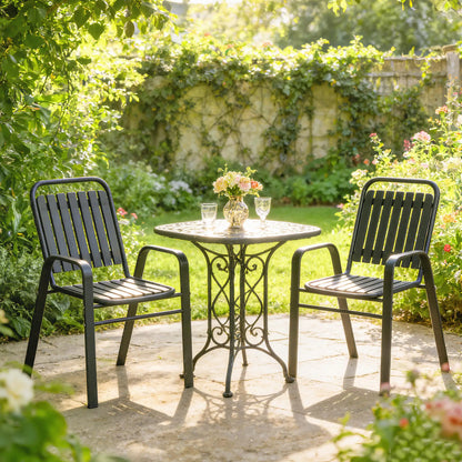 Stackable Outdoor Dining Chairs Set Of 2, Black Patio Chairs at Gallery Canada