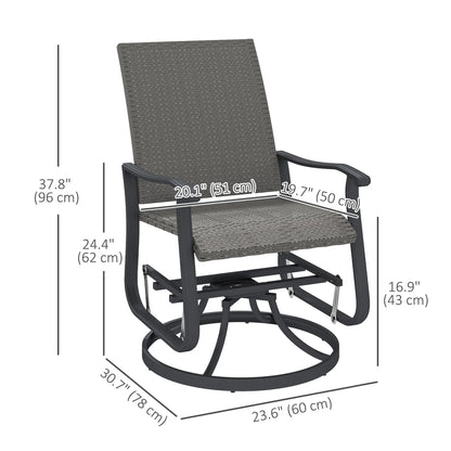 Set of 2 Rattan Patio Gliders, Wicker Outdoor Swivel Chairs, Grey Outdoor Gliders at Gallery Canada