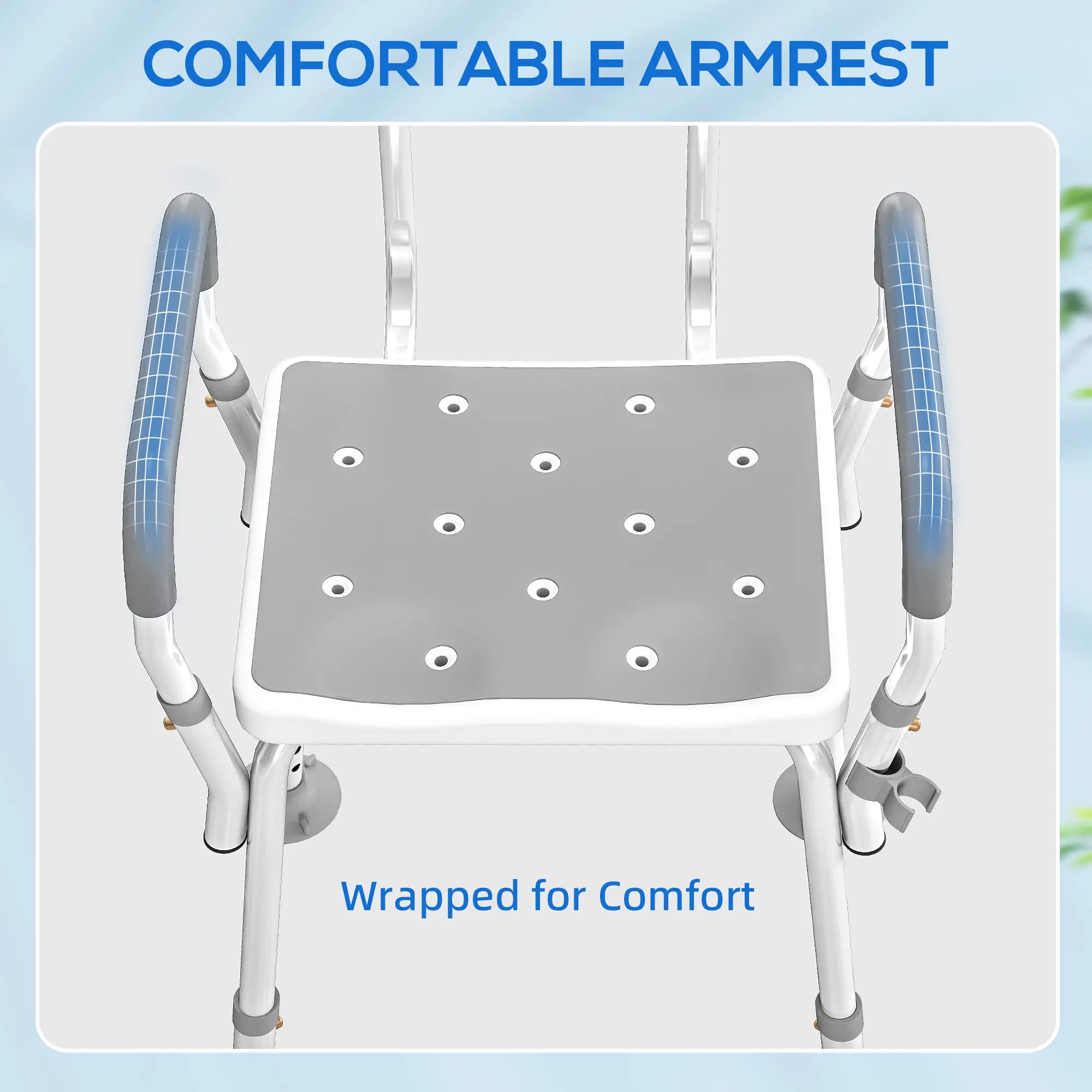 Adjustable Shower Chair With Arms, Back, Padded Seat, Light Grey Bath Chairs at Gallery Canada