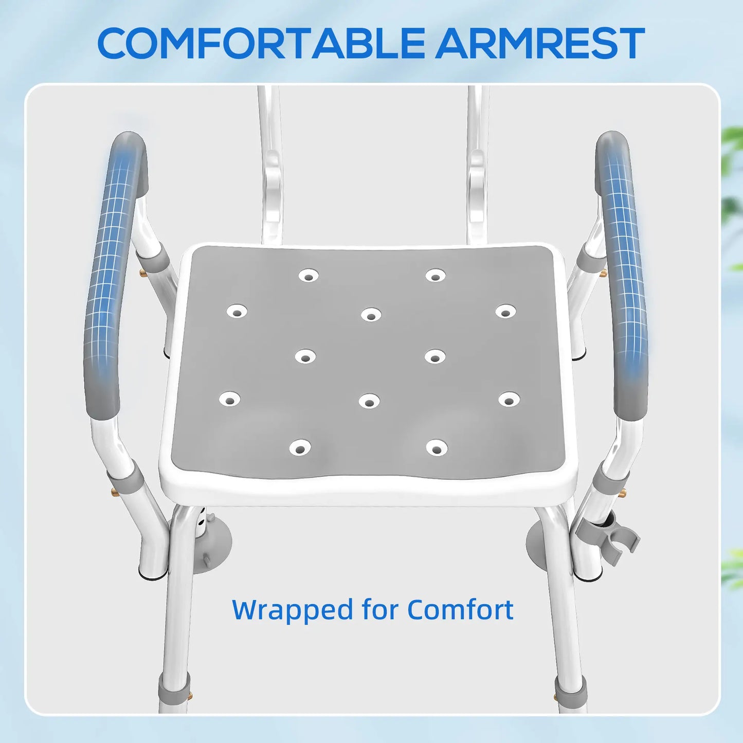 Adjustable Shower Chair With Arms, Back, Padded Seat, Light Grey Bath Chairs at Gallery Canada