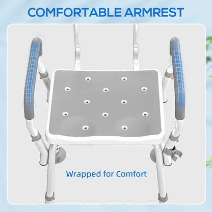 Adjustable Shower Chair With Arms, Back, Padded Seat, Light Grey Bath Chairs at Gallery Canada