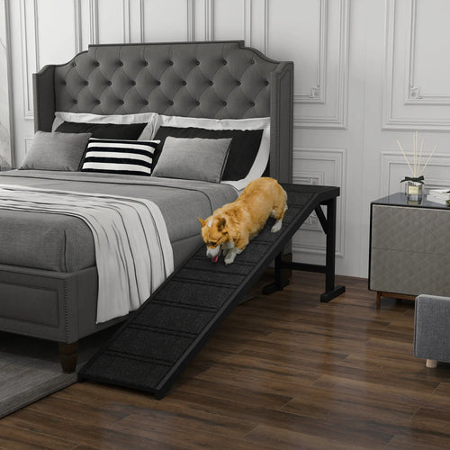 Pet Ramp Bed Steps, Non-Slip Carpet Top, Pine Wood, 74