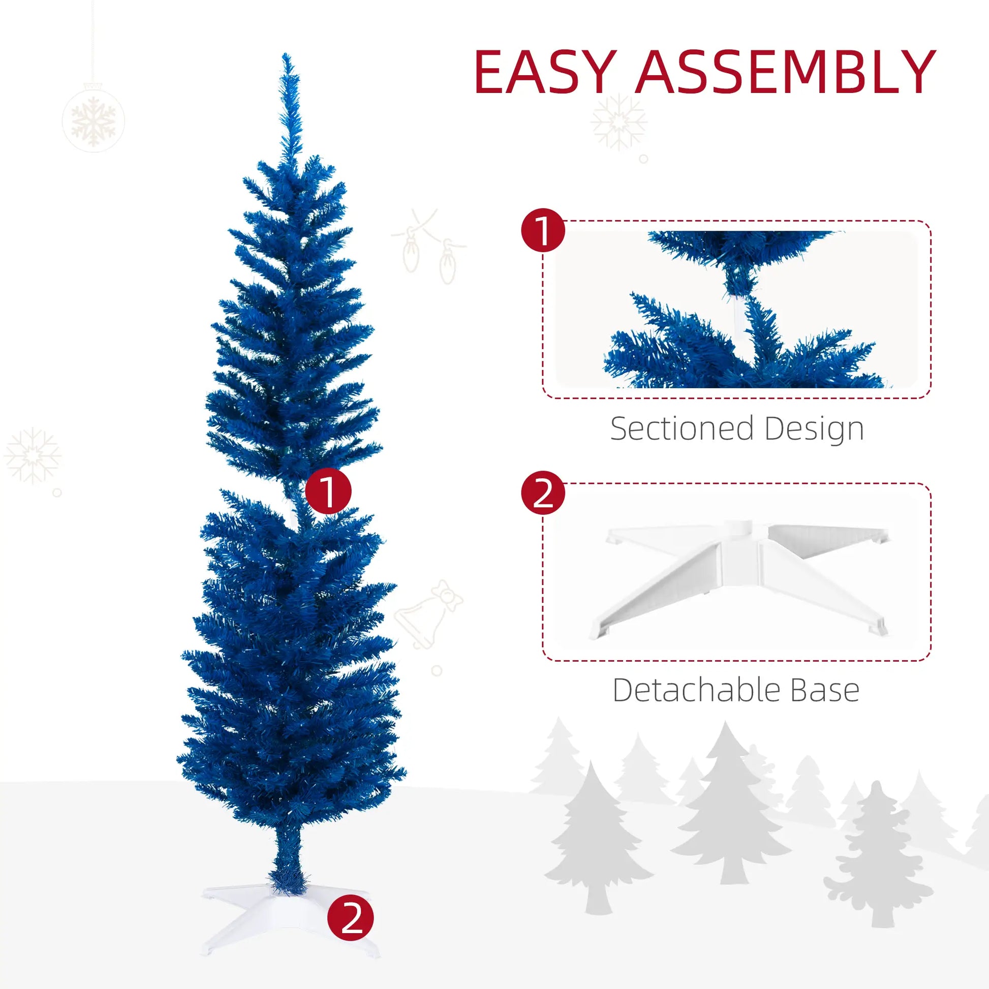 5ft Pencil Christmas Tree, Skinny Artificial, Deep Blue Pencil Christmas Trees at Gallery Canada