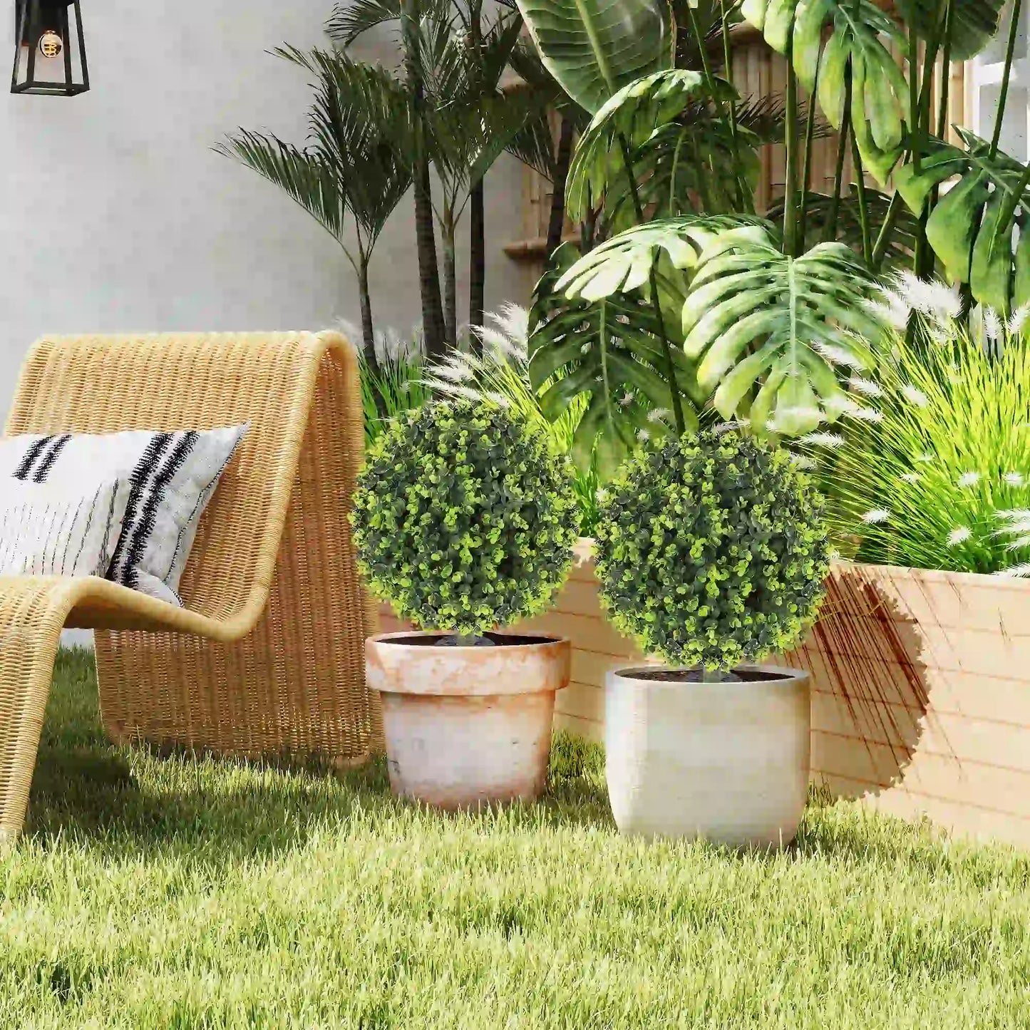 2 Pack 1.3ft Artificial Eucalyptus Topiary, UV Resistant Faux Greenery Artificial Trees at Gallery Canada