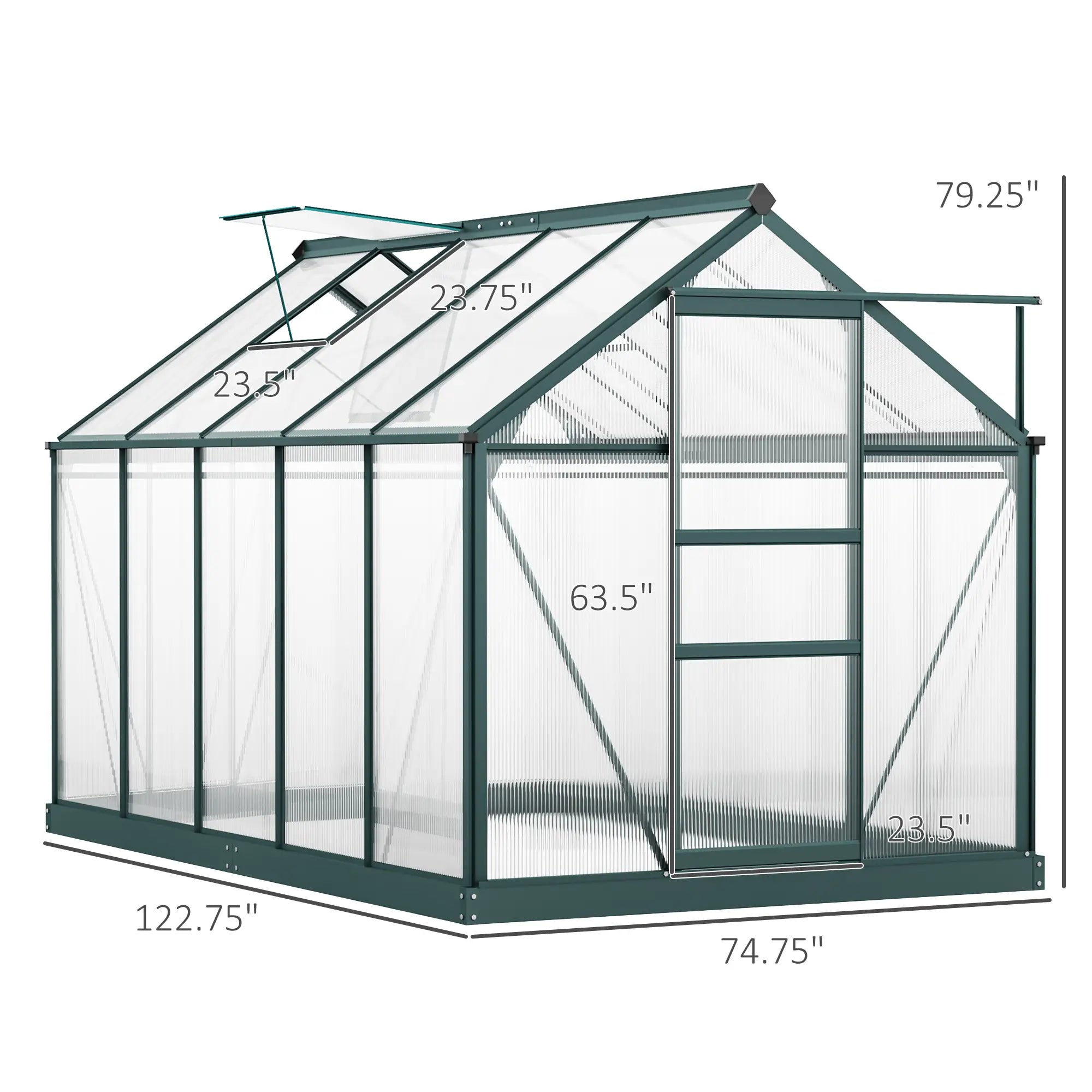 6' x 10' x 6.6' Polycarbonate Greenhouse, Walk-In Garden Kit, Green Walk In Greenhouses at Gallery Canada