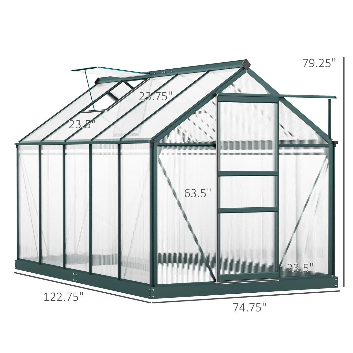 6' x 10' x 6.6' Polycarbonate Greenhouse, Walk-In Garden Kit, Green Walk In Greenhouses at Gallery Canada