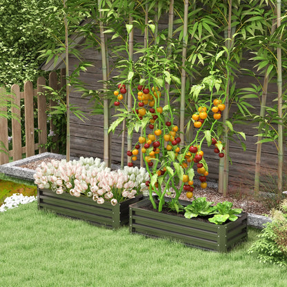 Galvanized Raised Garden Beds, Outdoor Planter Box, Set of 2, Dark Grey Galvanized Planter Boxes at Gallery Canada