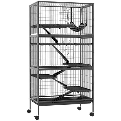 6-Tier Rolling Small Animal Cage, Rabbit Ferret Cage, Charcoal Grey Houses & Habitats at Gallery Canada