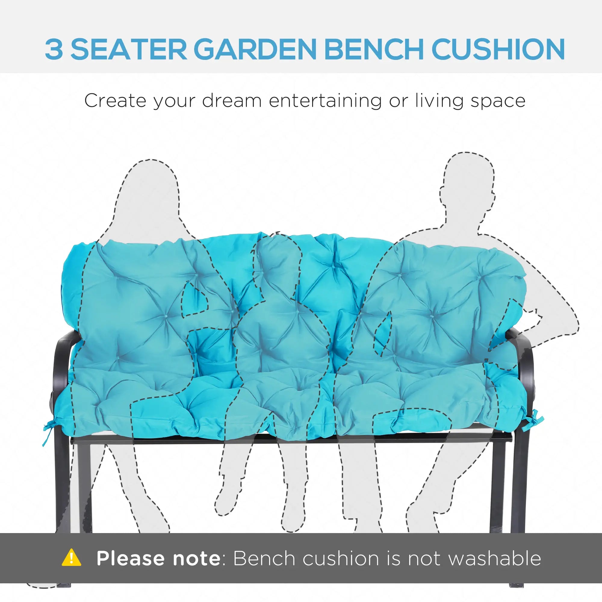 Porch Swing Cushion, Garden Bench Cushion with Backrest, Non-Slip 3-Seater, 59.1