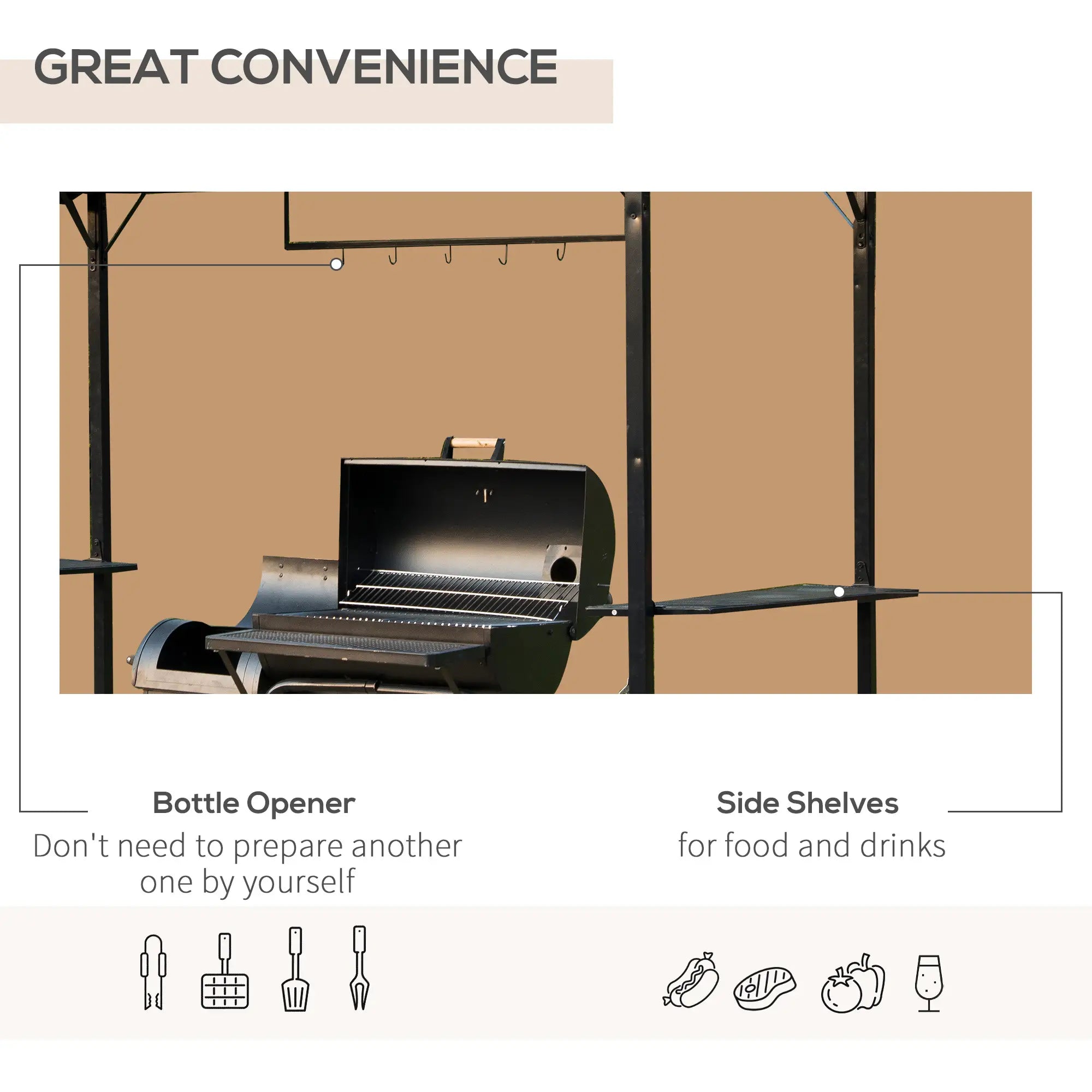 8x4ft BBQ Gazebo Tent, Metal Frame Arch Canopy, Garden Sunshade Portable Shelter BBQ Grill Gazebos at Gallery Canada