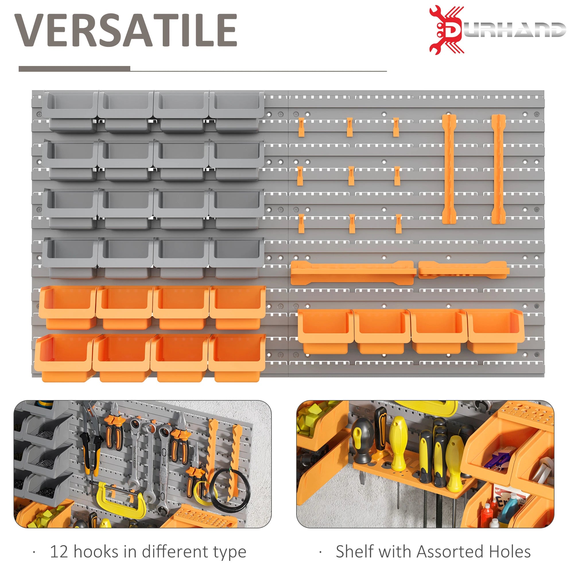 44PC Wall Mounted Storage Bins, Pegboard with Hooks, Garage Organizer, Orange Tool Organizers at Gallery Canada