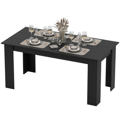 63" Kitchen Table for 4-6 People, Wood Effect, Black Dining Tables Black at Gallery Canada