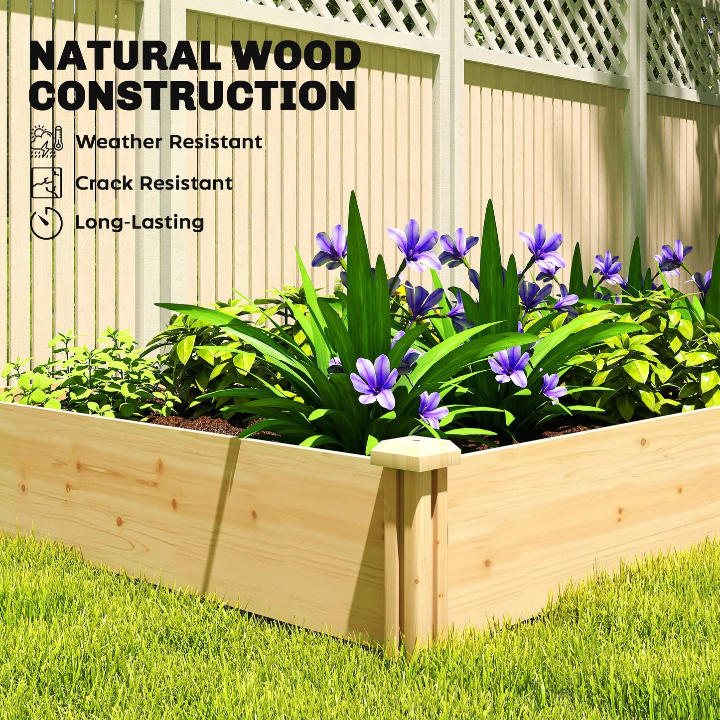 Wooden Raised Garden Bed, Planter Box With Divider, Open Bottom, DIY Painting Raised Garden Beds at Gallery Canada