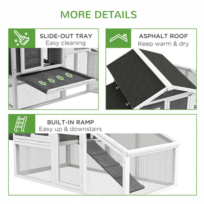 69 Wooden Chicken Coop with Run, Nesting Box, Tray, Grey Chicken Coops at Gallery Canada