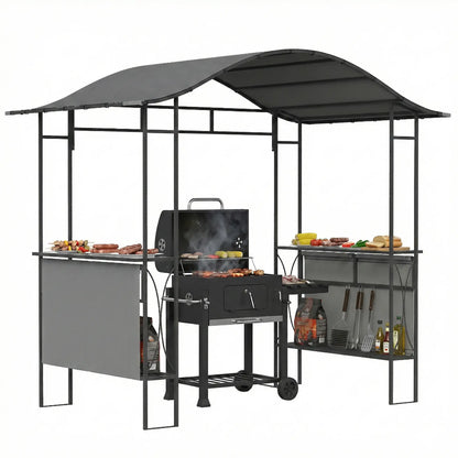 8' x 5' Grill Gazebo Canopy, Outdoor BBQ Shelter, Dark Grey BBQ Grill Gazebos at Gallery Canada