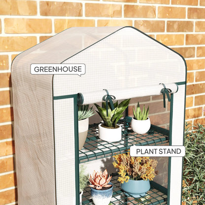 Portable Greenhouse, 4 Tier Shelves, PE Cover, White Greenhouses at Gallery Canada