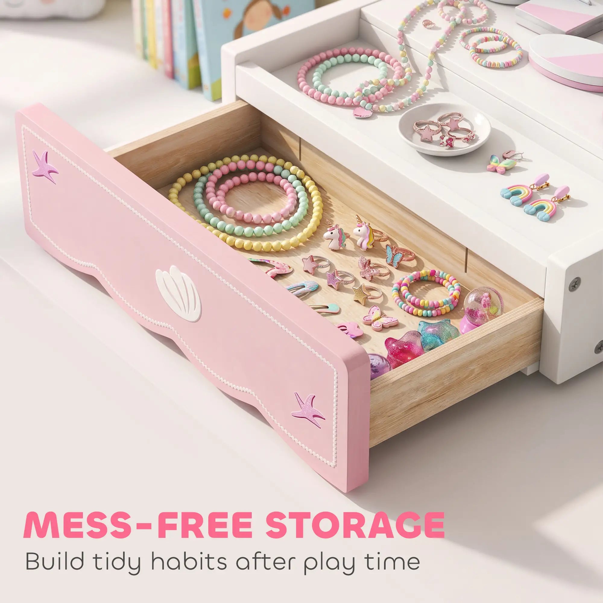Kids Vanity Set with Lights, Mirror & Drawer, Girls 3-6, Pink Toy Vanity at Gallery Canada