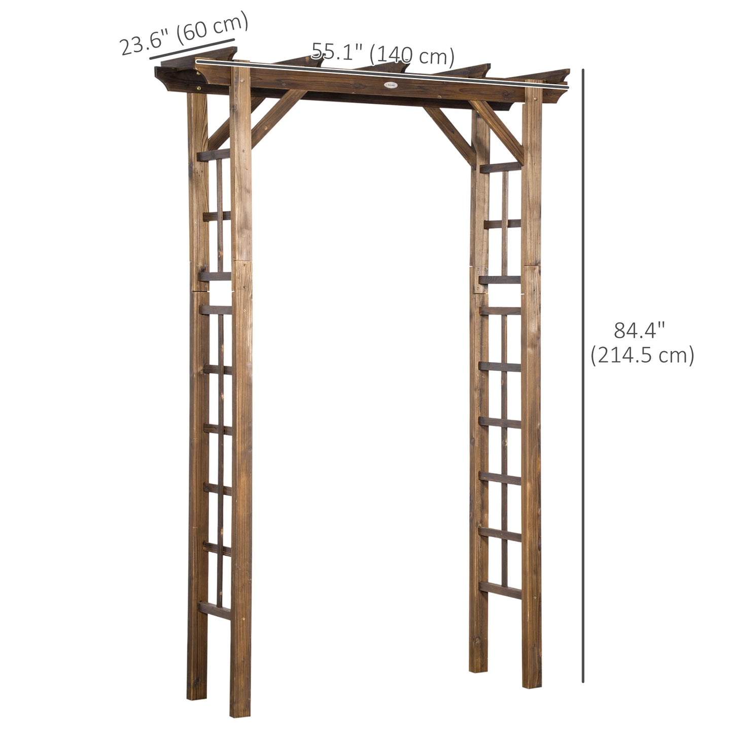 85" Wooden Garden Arbour, Arch Trellis for Climbing Vines, Carbonized Garden Arches at Gallery Canada