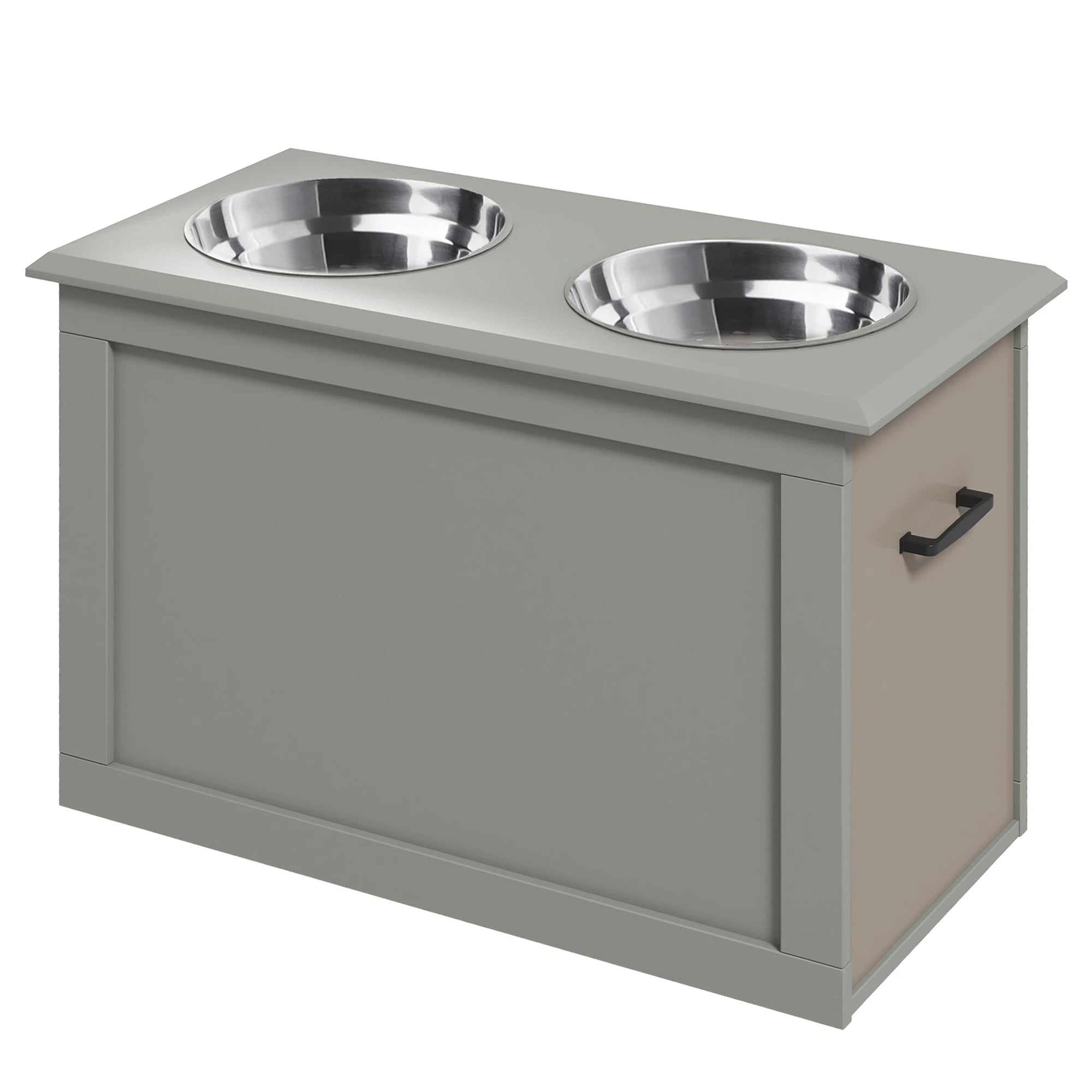 Elevated Dog Bowls, 2 Stainless Steel, Large Size, Grey Dog Bowls Grey at Gallery Canada