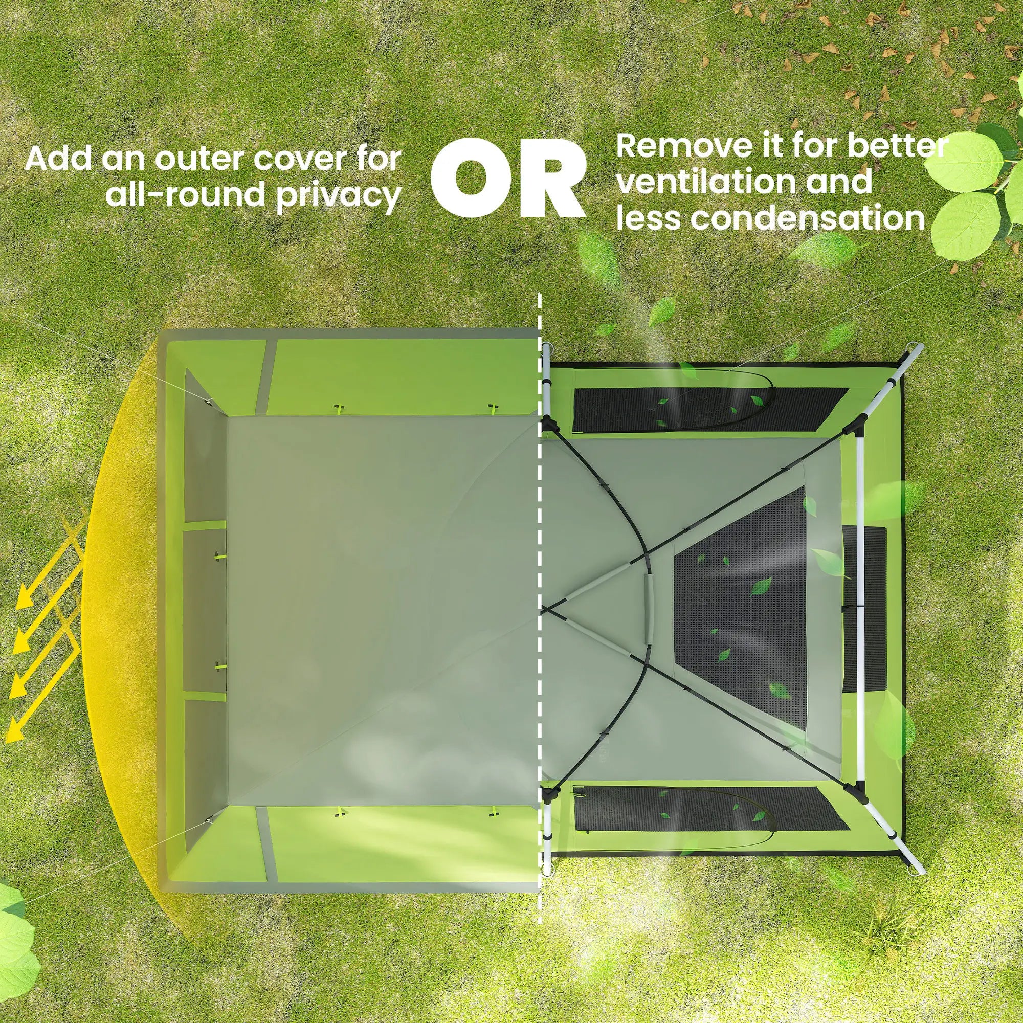 Tunnel Tent Camping Shelter, Two Rooms, Lamp Hook, Portable, Green Camping Tents at Gallery Canada