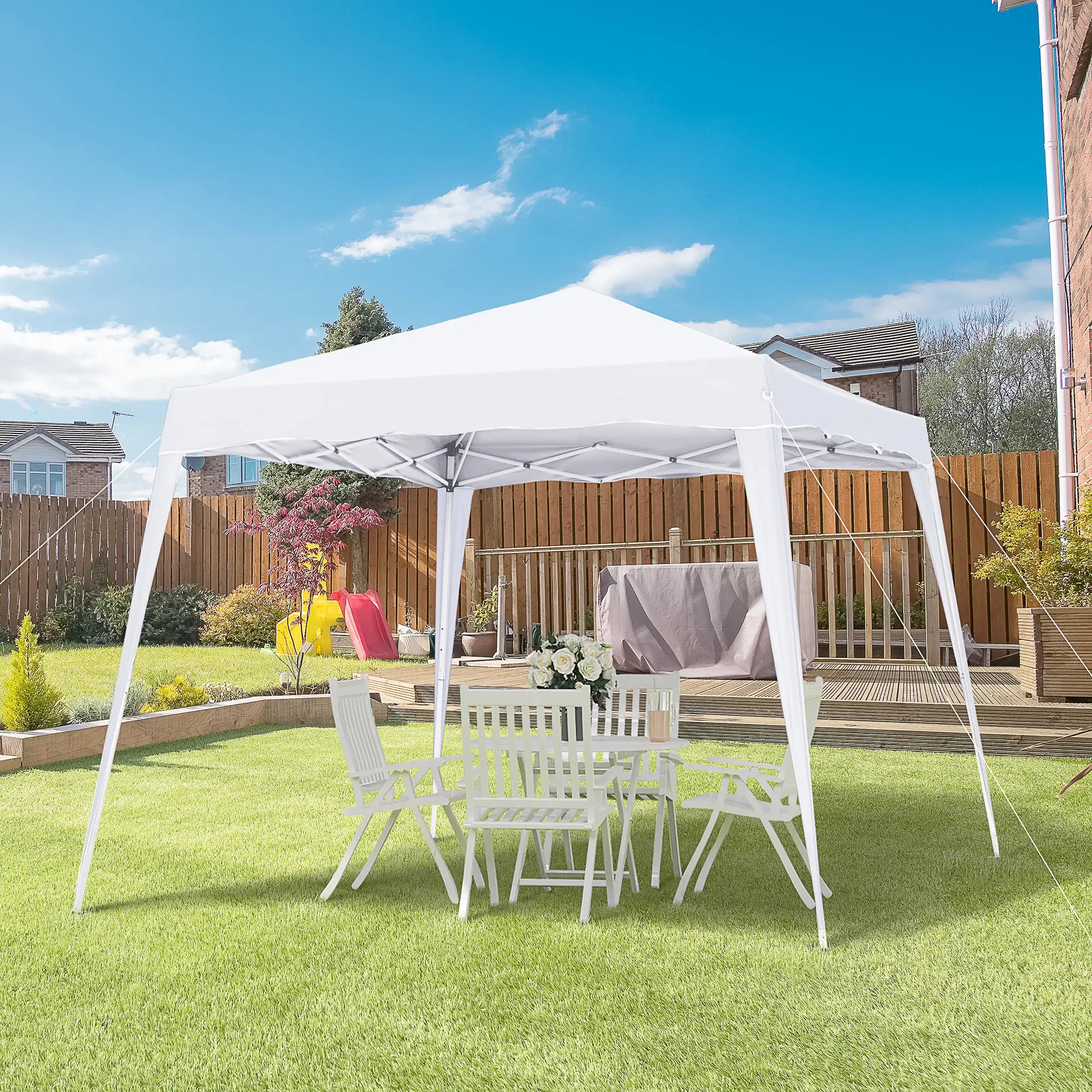 8' x 8' Pop Up Canopy, Outdoor Foldable Tent, Portable with Bag, White Pop Up Canopies at Gallery Canada