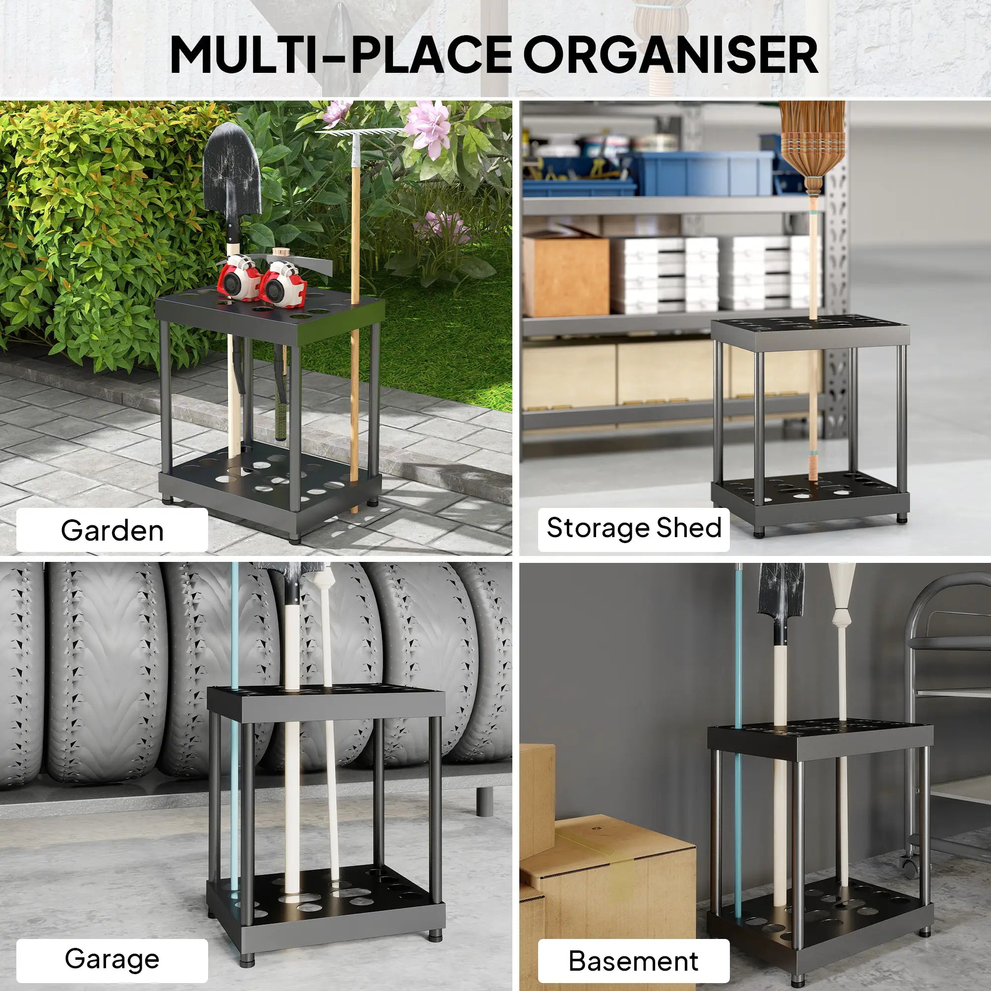 Heavy-Duty Metal Garden Tool Storage Rack, 16 Tool Organizer Garden Accessories at Gallery Canada