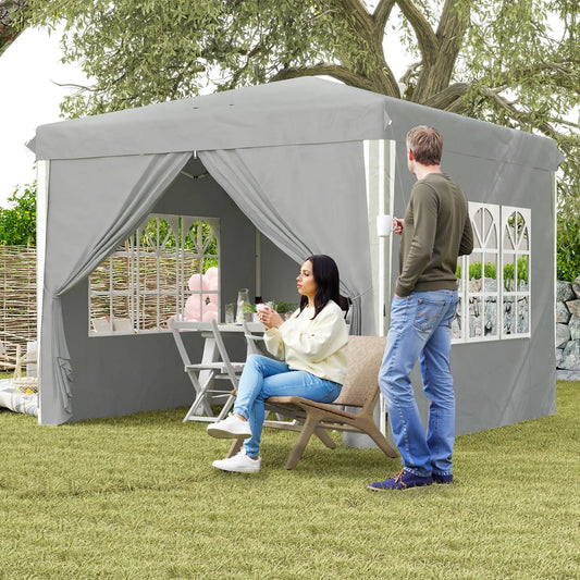 10' x 10' Pop-Up Canopy Tent, Sidewalls, Adjustable Height, Light Grey Pop Up Canopies Light Grey, White at Gallery Canada