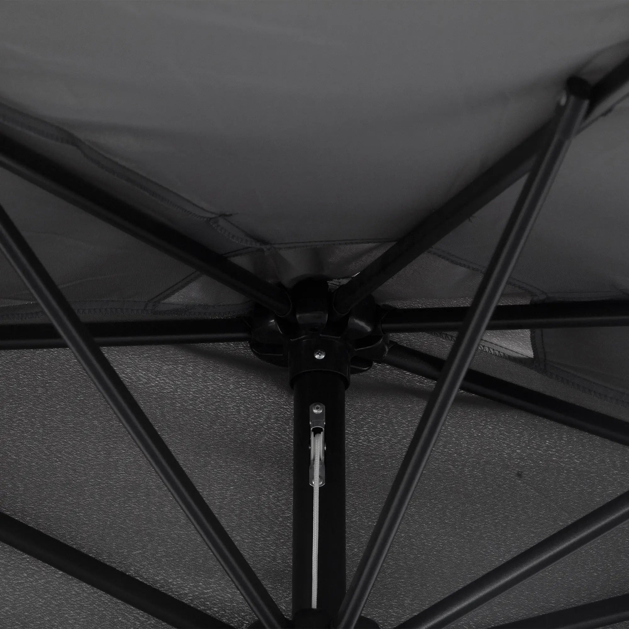 9.8ft Half Umbrella, Semi Round Patio Parasol, Crank Handle, Top Vent, Grey Sun Umbrellas at Gallery Canada