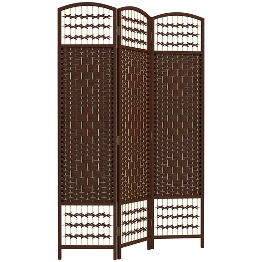 3 Panel Folding Room Divider, Portable Privacy Screen, Brown Room Dividers Brown at Gallery Canada