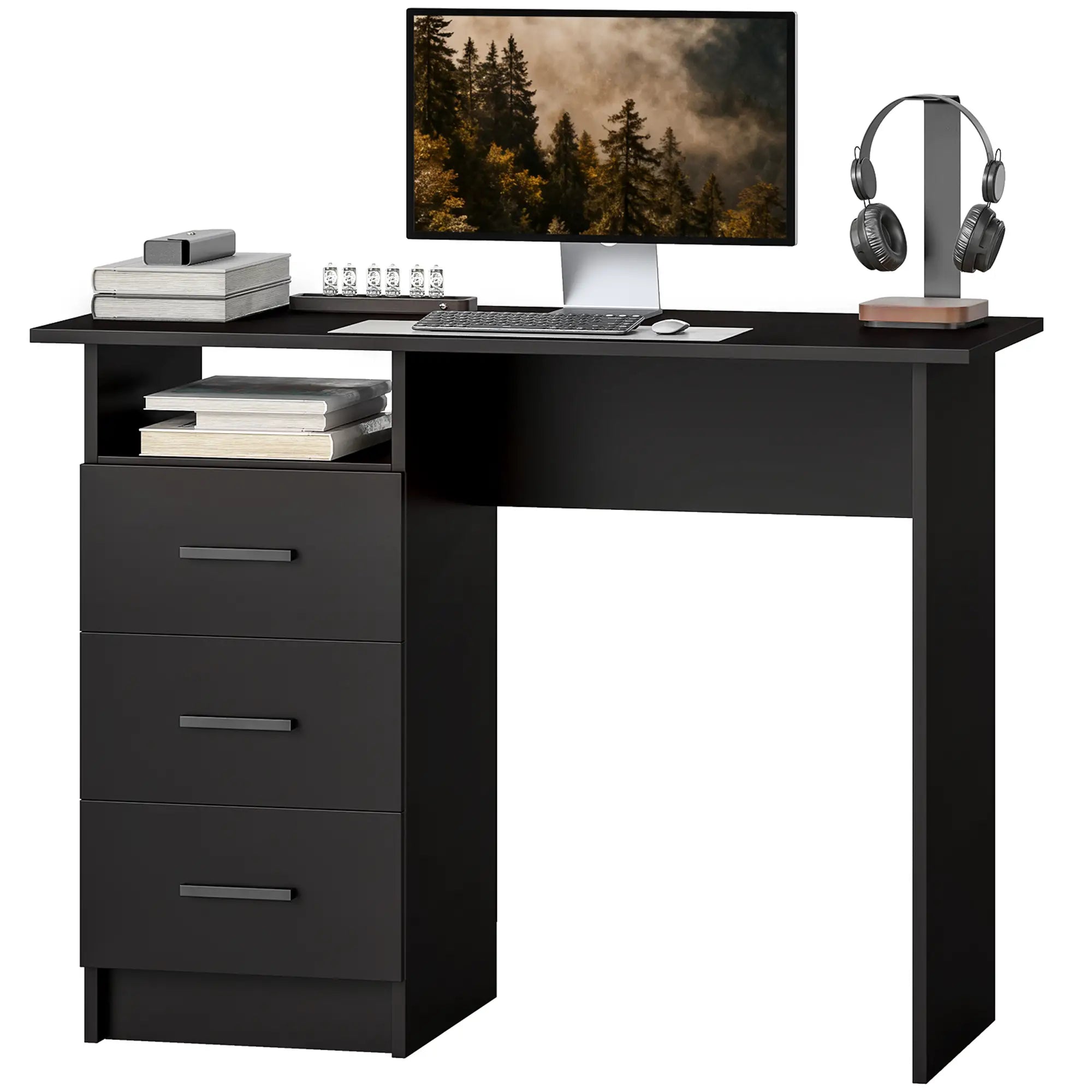 Computer Desk with Storage, 39 Inch, Black Computer Desks Black at Gallery Canada