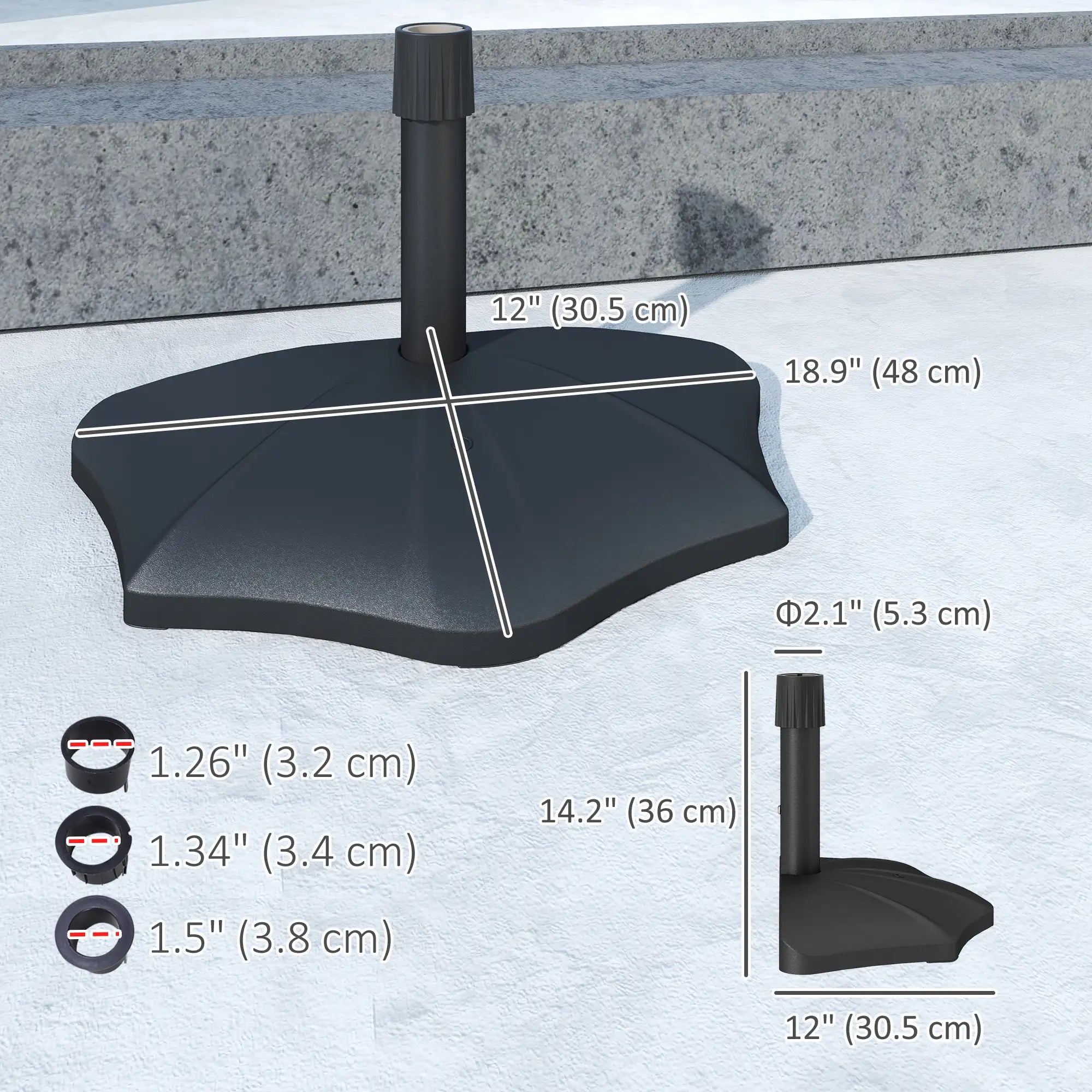 26lbs Concrete Patio Umbrella Base, 1.5/1.9