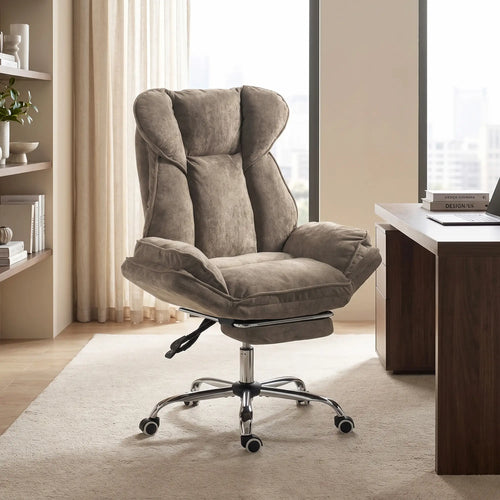 Criss Cross Chair With Wheels, Waterfall Armrests, Brown