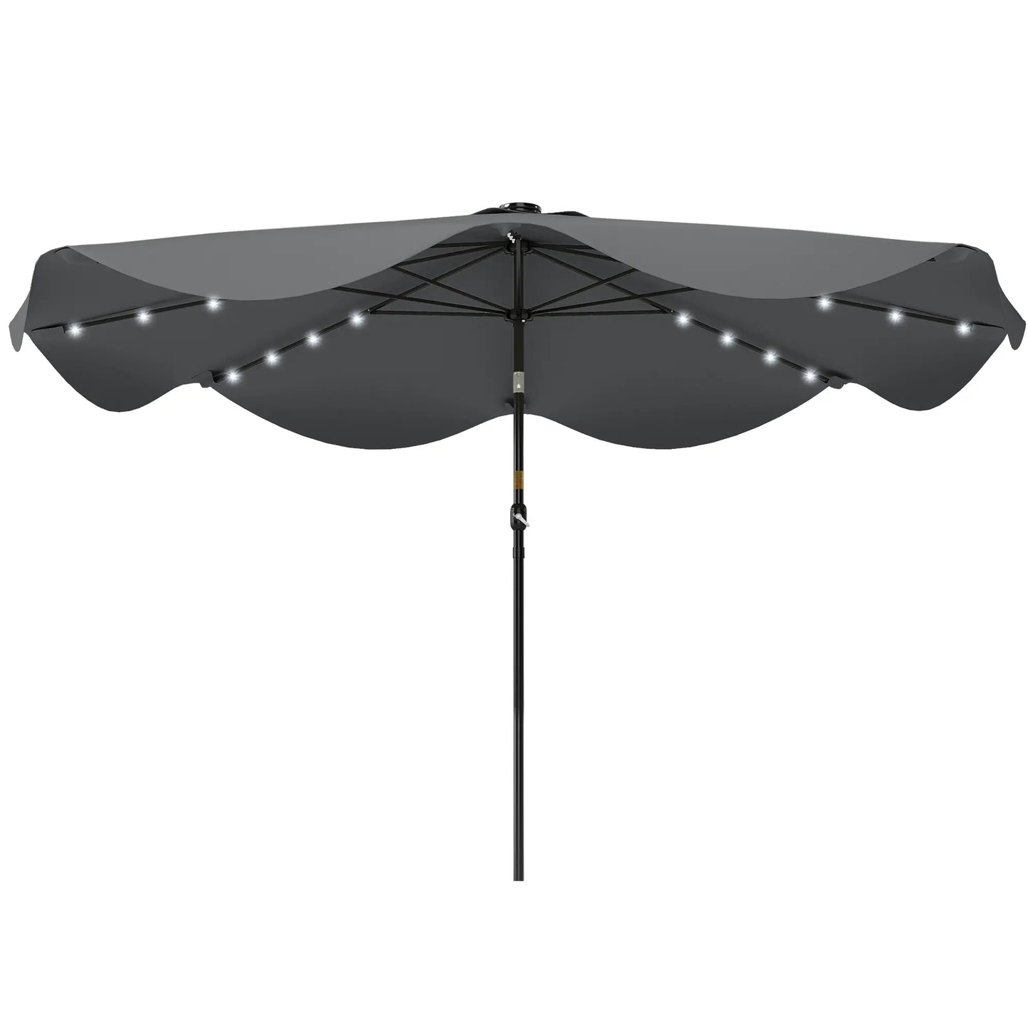 Solar Patio Umbrella with LED, Tilt, Crank, 10 x 10 ft, Dark Grey Sun Umbrellas Dark Grey at Gallery Canada