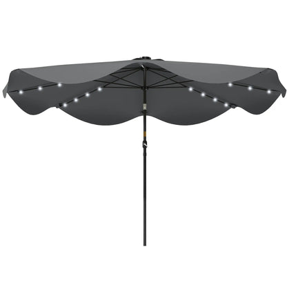 Solar Patio Umbrella with LED, Tilt, Crank, 10 x 10 ft, Dark Grey Sun Umbrellas Dark Grey at Gallery Canada
