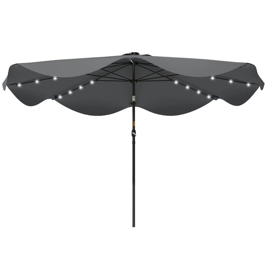 Solar Patio Umbrella with LED, Tilt, Crank, 10 x 10 ft, Dark Grey Sun Umbrellas Dark Grey at Gallery Canada