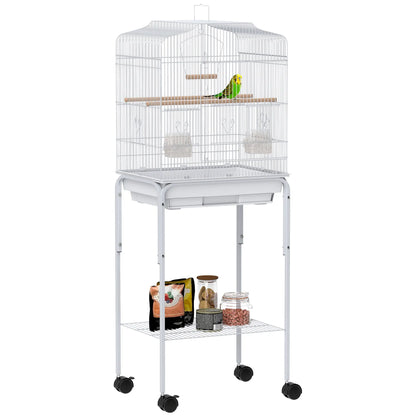 49 Rolling Bird Cage, Cockatoo House, Play Top, Storage Shelf, Wheels, White Bird Cages at Gallery Canada