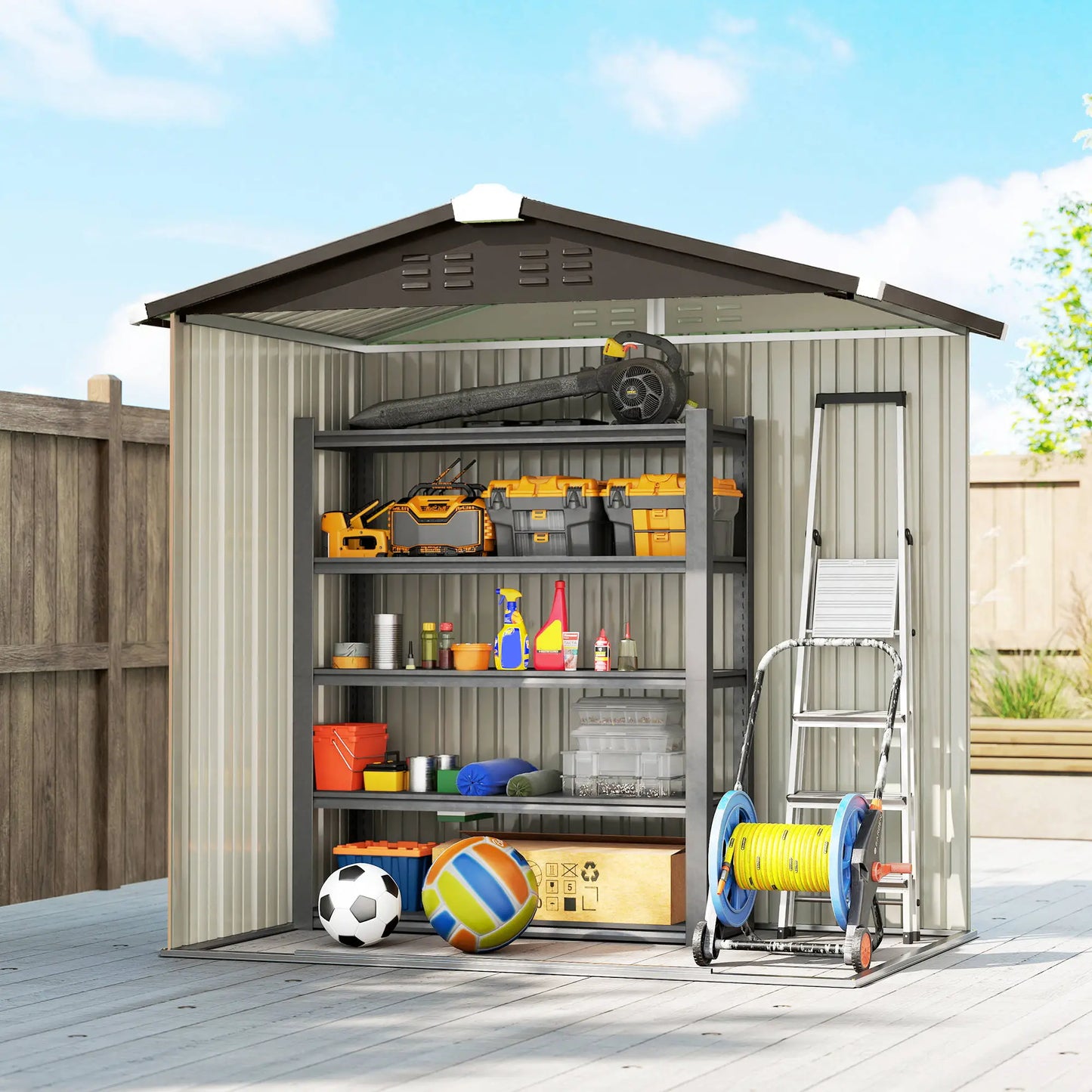 6.5' x 4' Outdoor Storage Shed, Metal Garden Shed, Yellow Sheds at Gallery Canada
