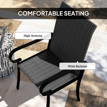 4 Piece PE Rattan Dining Chairs, Steel Frame, Black Patio Chairs at Gallery Canada