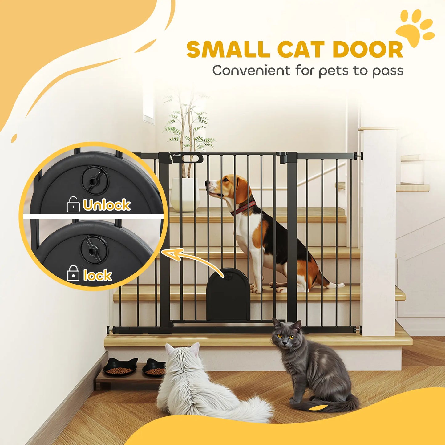 30"-52" Extra Wide Pet Gate, 35"H, Small Door, Black Houses, Kennels & Pens at Gallery Canada