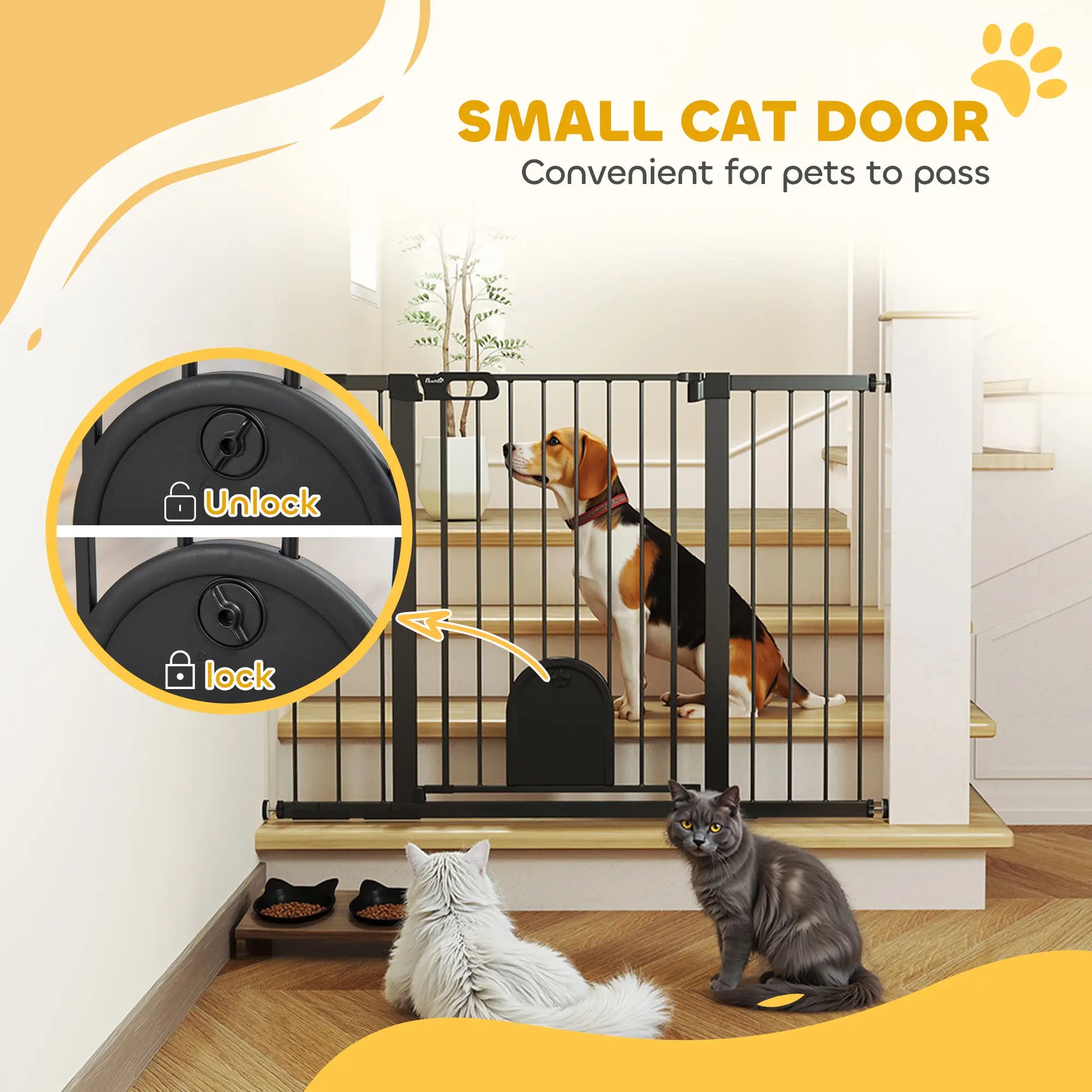 30"-52" Extra Wide Pet Gate, 35"H, Small Door, Black Houses, Kennels & Pens at Gallery Canada