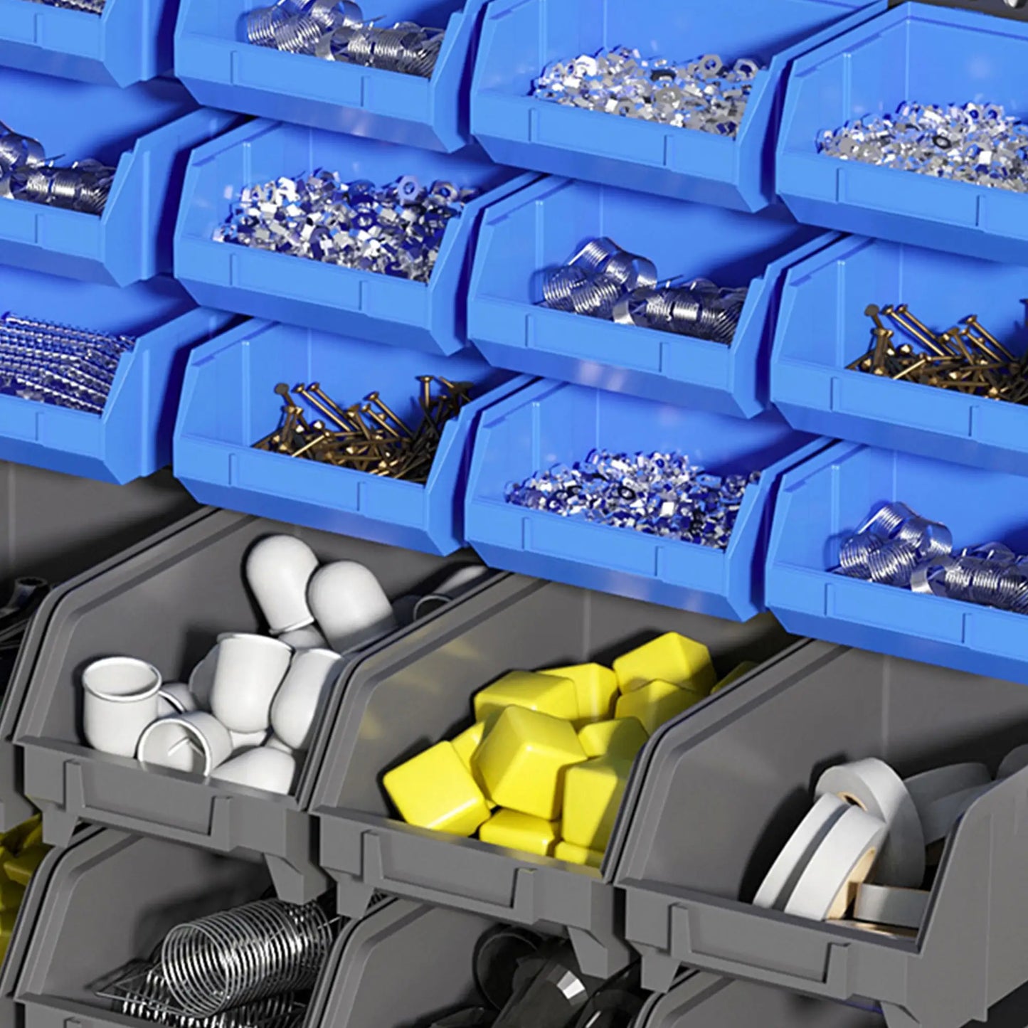 Wall Mounted Storage Bin Rack, 30 Bins, Pegboard, Garage Workshop, Blue Tool Organizers at Gallery Canada