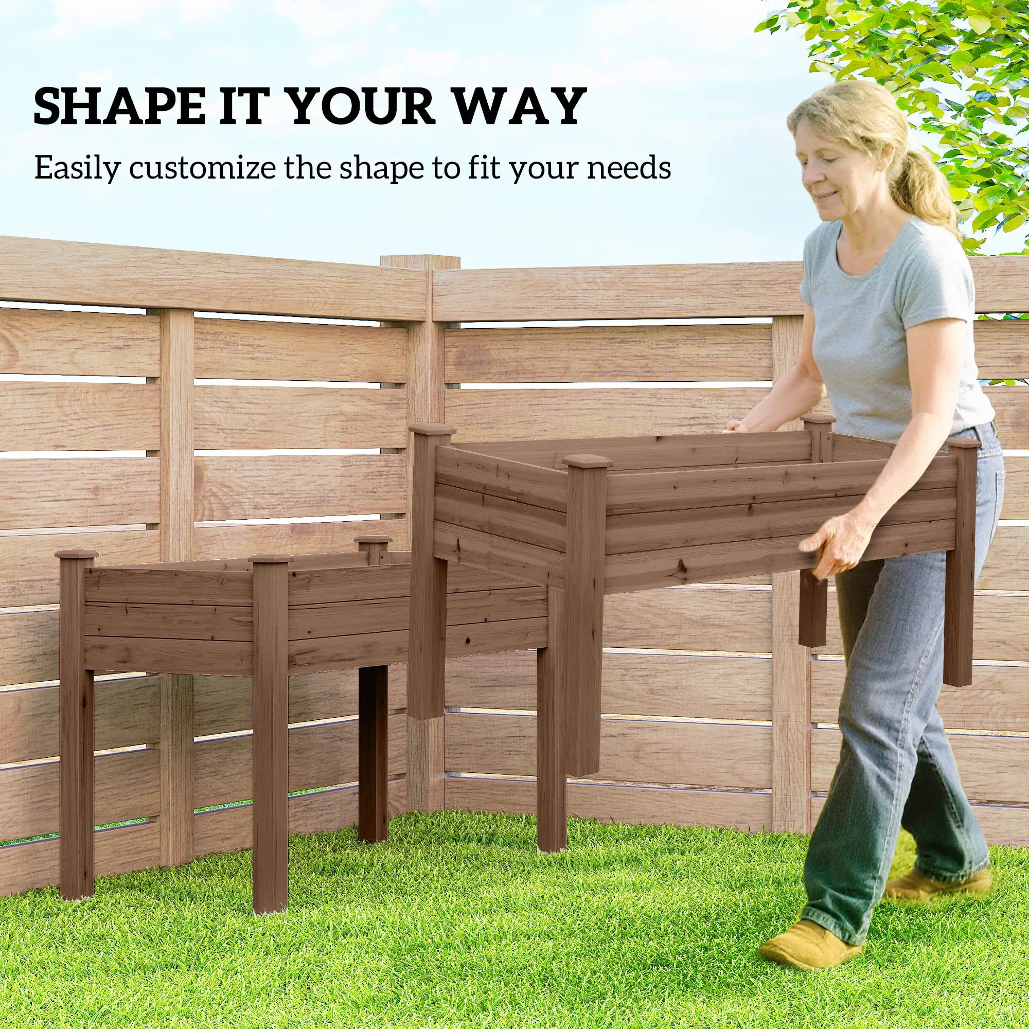 2 Tier Raised Garden Bed, Wooden Elevated Planter Box, Carbonised Raised Garden Beds at Gallery Canada