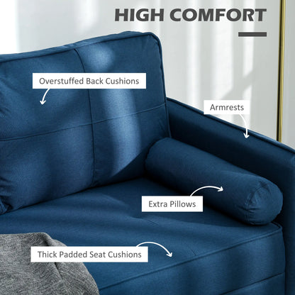 56 Upholstered Loveseat Sofa, 2 Seater with Back Cushions, Blue 2-Seater Sofas at Gallery Canada