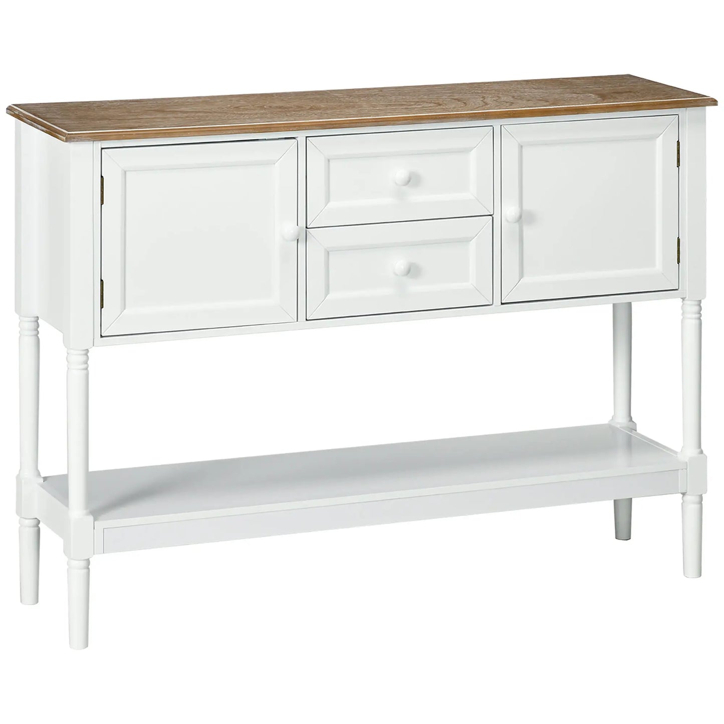 Vintage Console Table, 2 Drawers and Cabinets, Retro Sofa Table, White Console Tables White at Gallery Canada