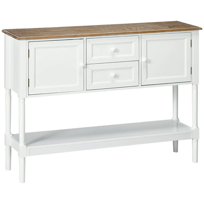 Vintage Console Table, 2 Drawers and Cabinets, Retro Sofa Table, White Console Tables White at Gallery Canada