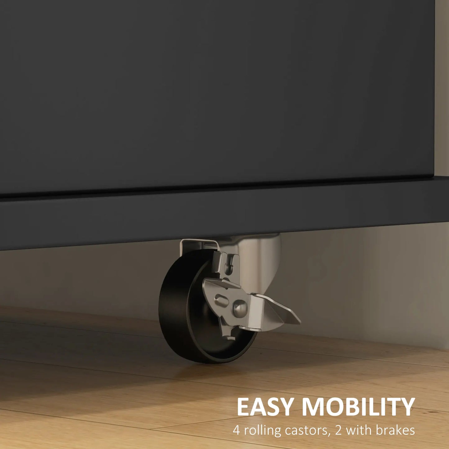 Kitchen Island on Wheels, Drop Leaf Cart with Drawers, Black