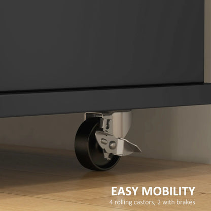 Kitchen Island on Wheels, Drop Leaf Cart with Drawers, Black