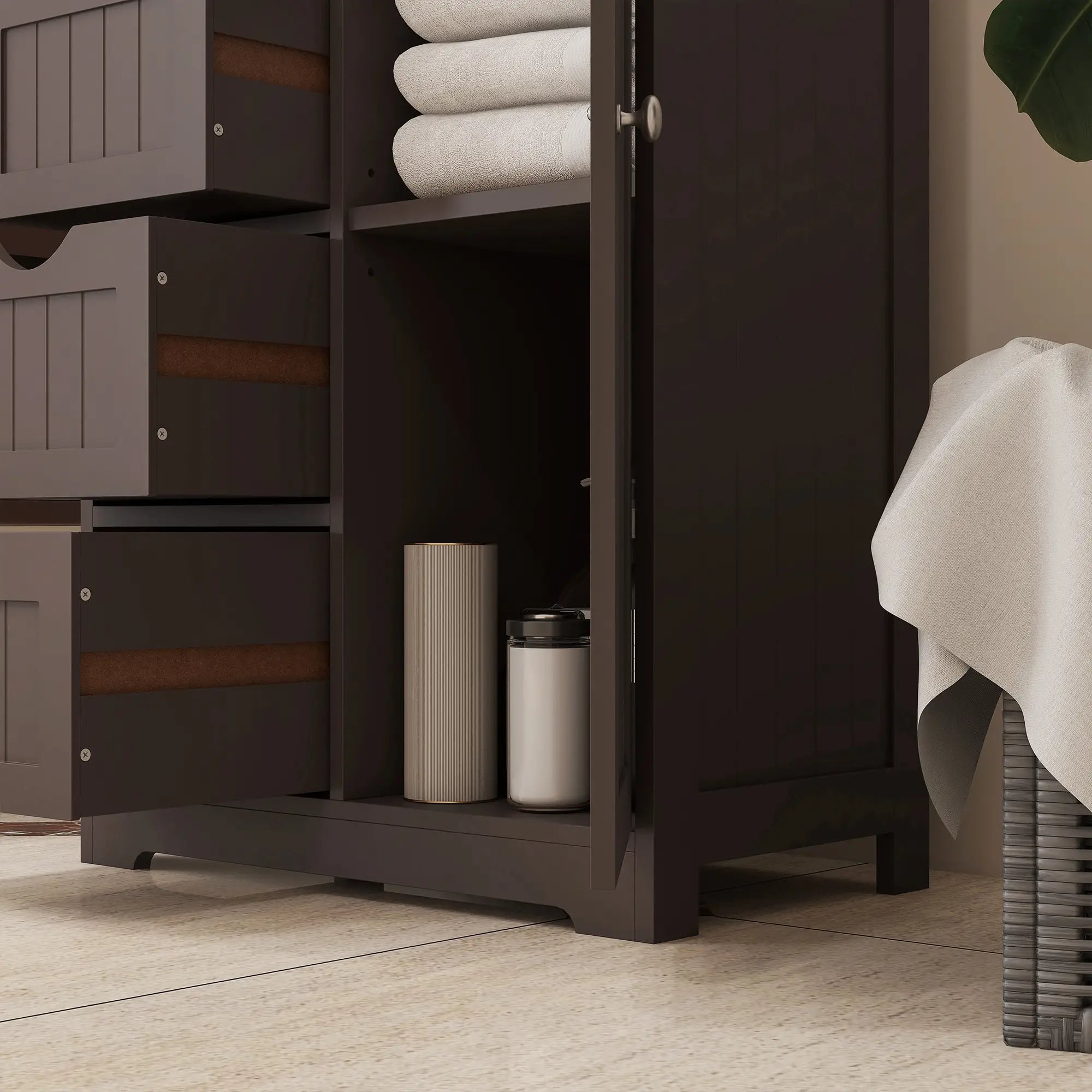 Bathroom Storage Cabinet, Adjustable Shelf, 4 Drawers, Brown Bathroom Cabinets at Gallery Canada