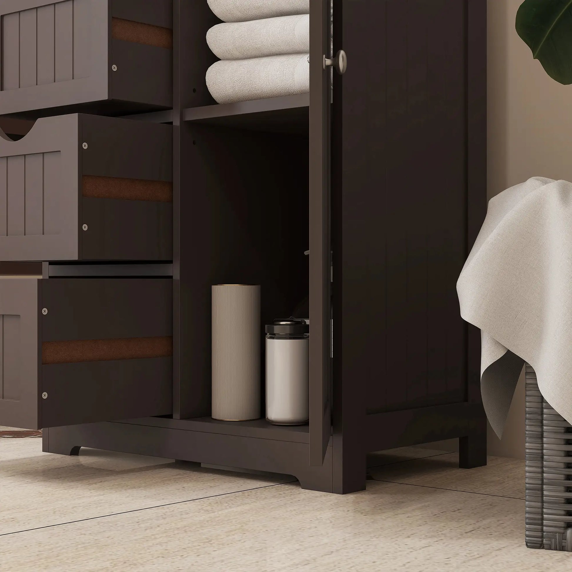 Bathroom Storage Cabinet, Adjustable Shelf, 4 Drawers, Brown Bathroom Cabinets at Gallery Canada