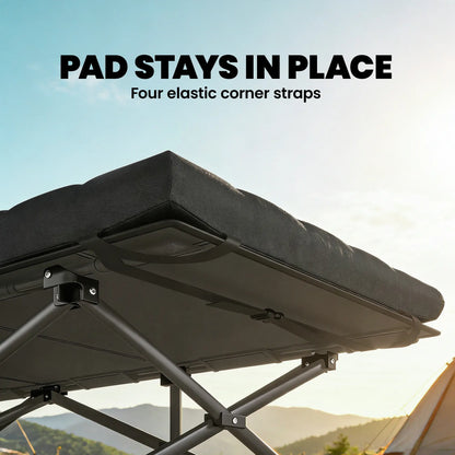 32" Extra Wide Folding Camping Cot Set, Soft Pad, Non-Slip Feet, Carry Bag, Black Camping Cots at Gallery Canada